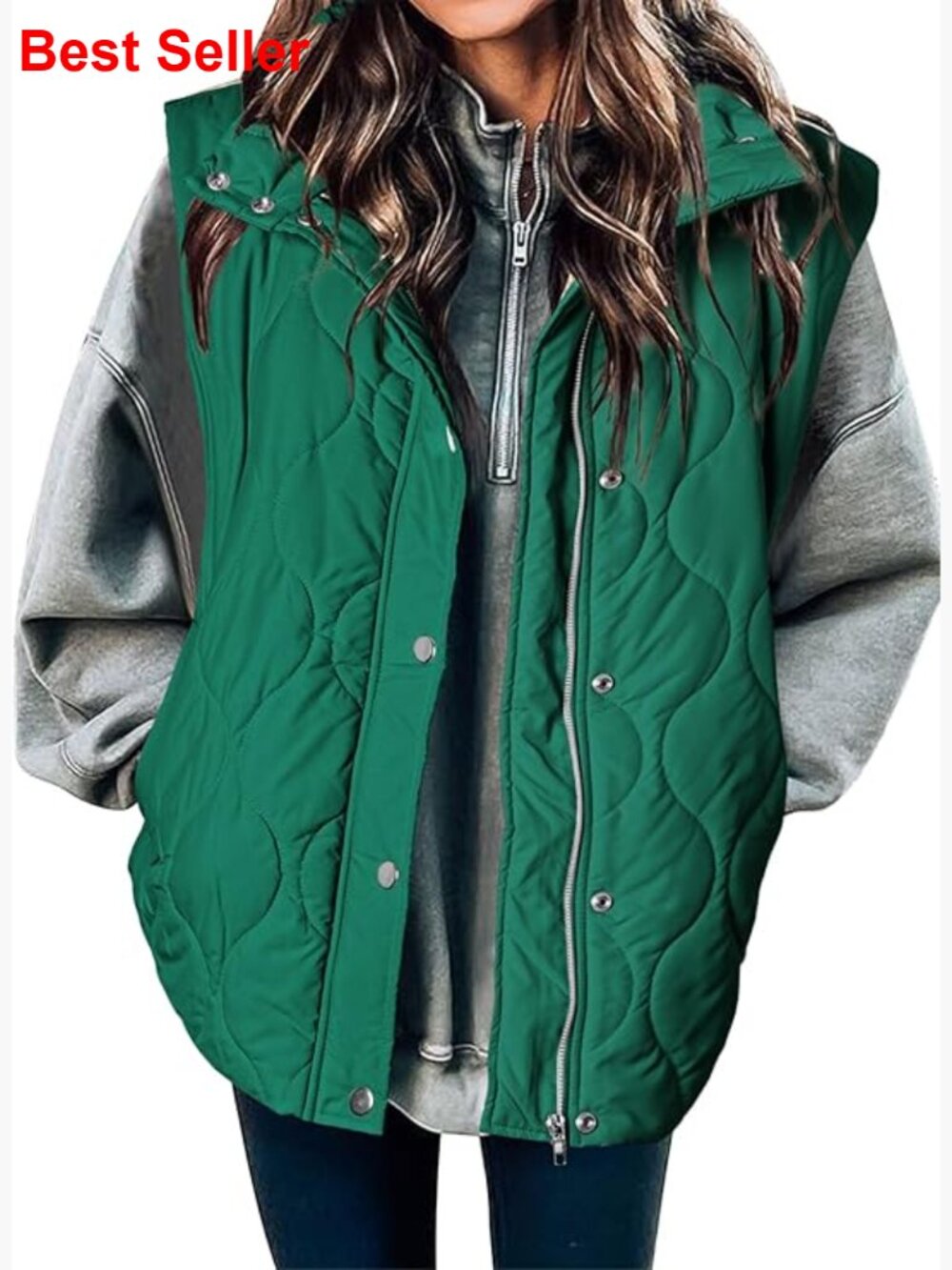 Lightweight Quilted Puffer Vest With Button Zip Up Closure